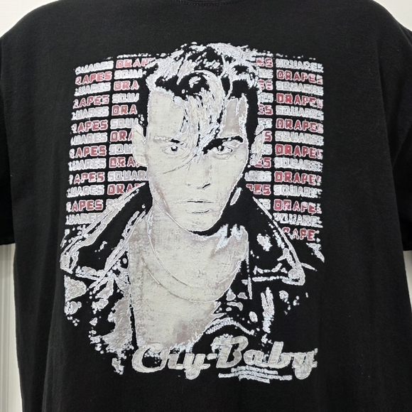 Cry-Baby Johnny Depp Drapes & Squares Black Short Sleeve Graphic TShirt Size L - Picture 4 of 10